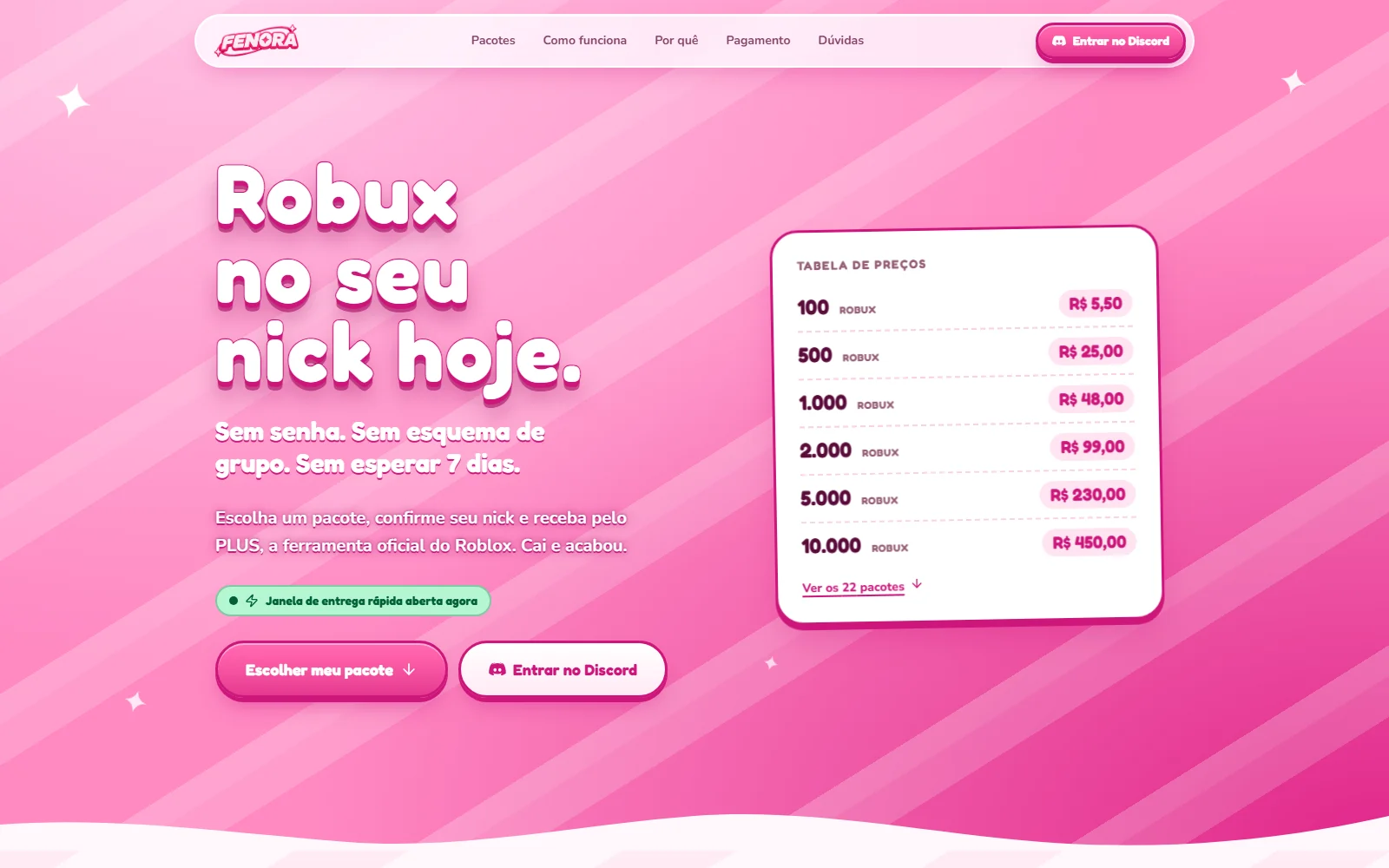 Interface do projeto Fenora Store